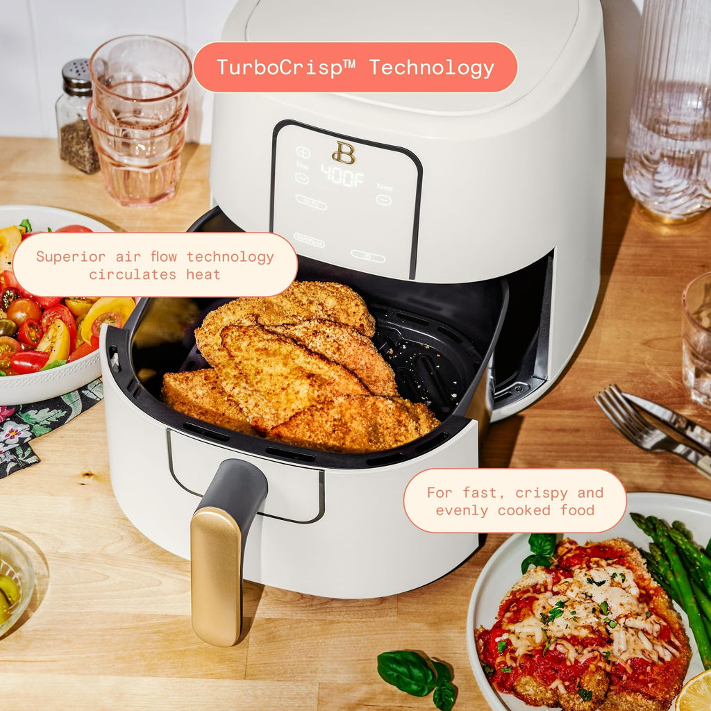 6 Quart Air Fryer with Touch-Activated Display, 4-in-1 Countertop Air Fryer 1750W, Nonstick Dishwasher Safe, White Icing Z187