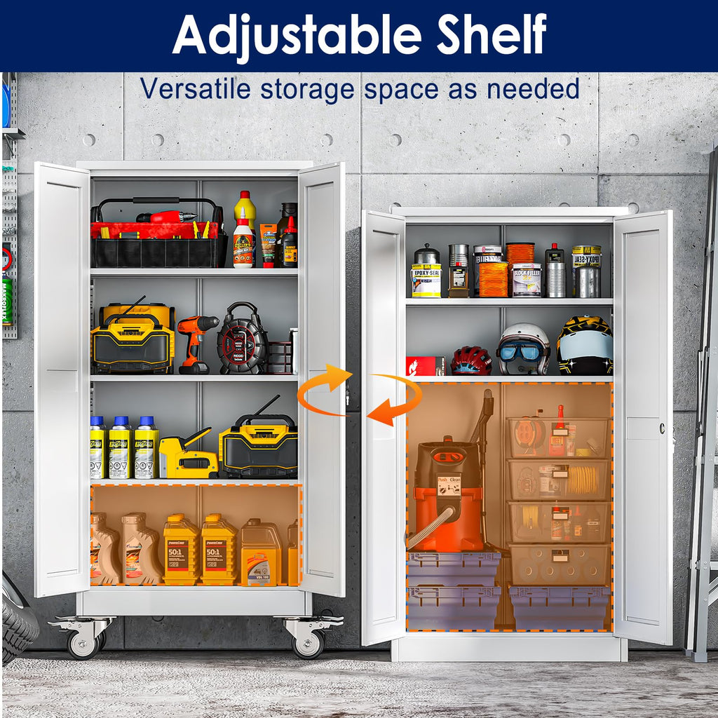 61" Metal Rolling Storage Cabinet with 2 Doors and Wheels O531