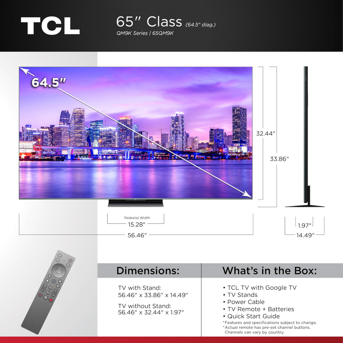 65 Inch Mini LED QLED 4K 144HZ Google TV L2135