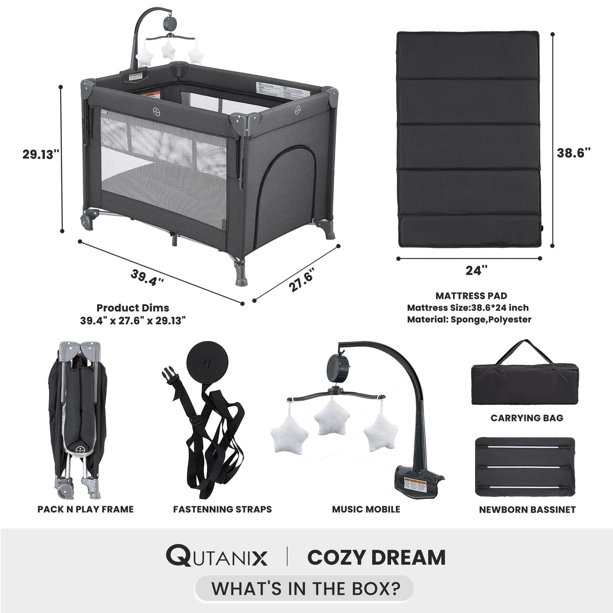 2-in-1 Pack and Play with Mattress, Bassinet and Playpen Z4183