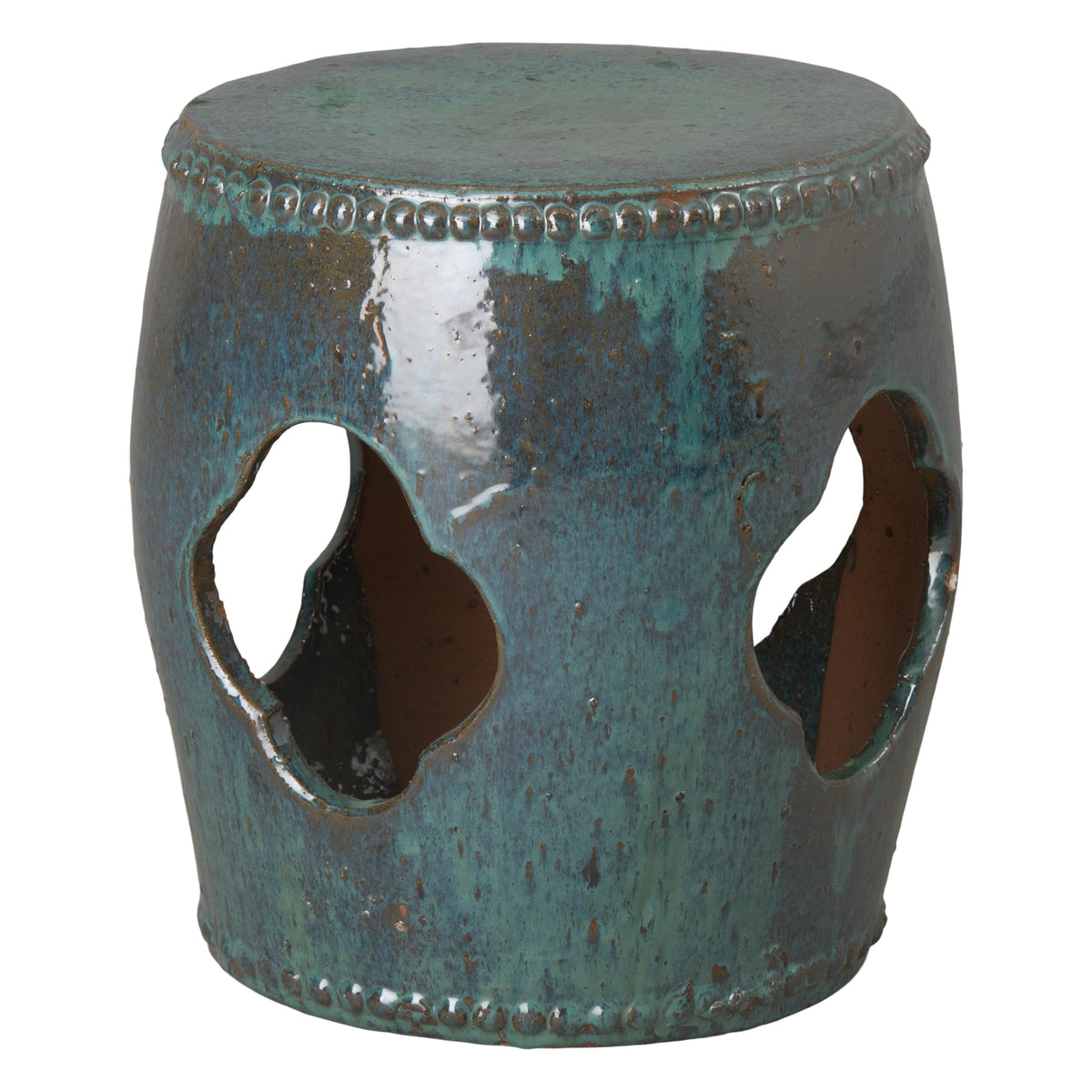 Teal Round Ceramic Garden Stool U50600