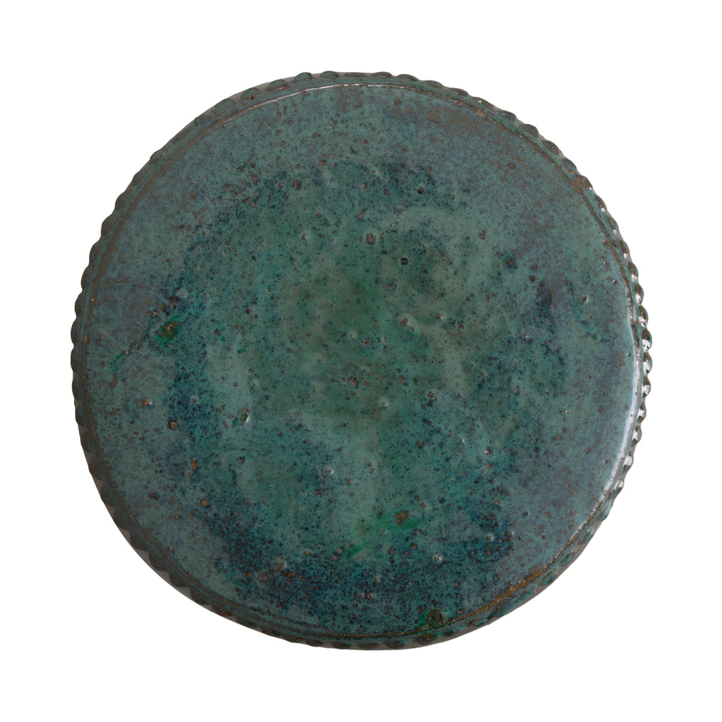 Teal Round Ceramic Garden Stool U50600