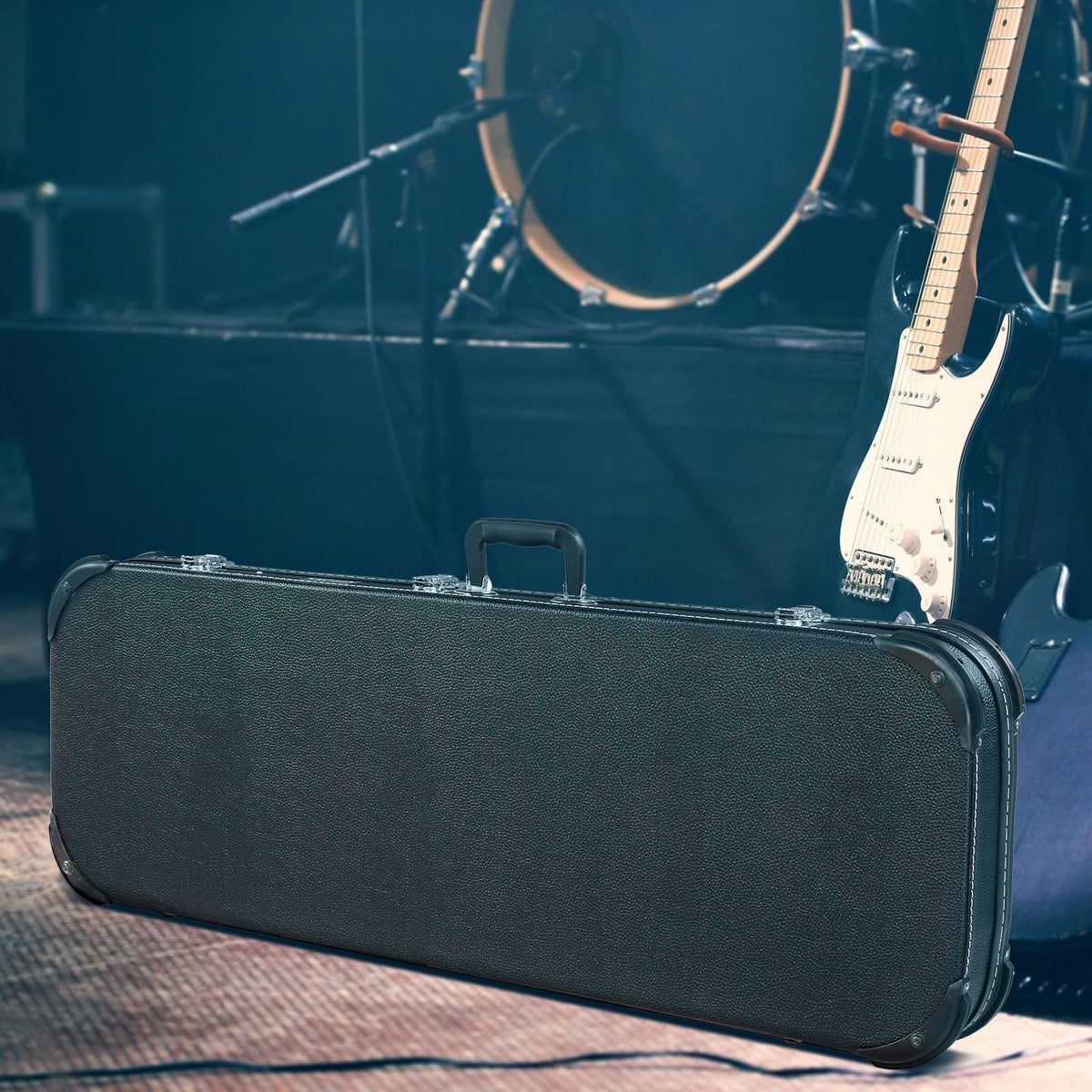 Black Electric Guitar Wood Hard Case with Handle B6016