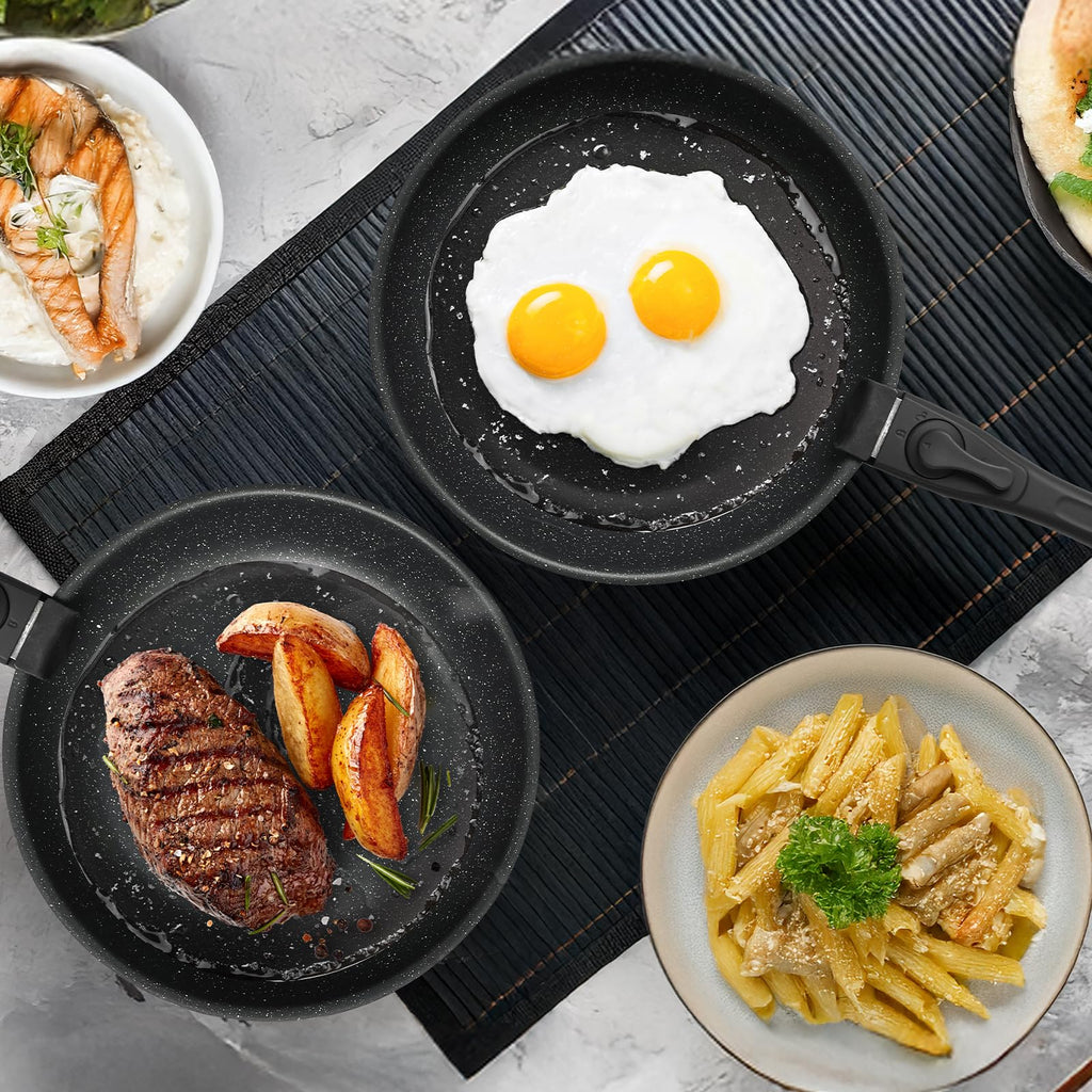 12-Piece Nonstick Cookware Set with Detachable Handle, Black Z1868