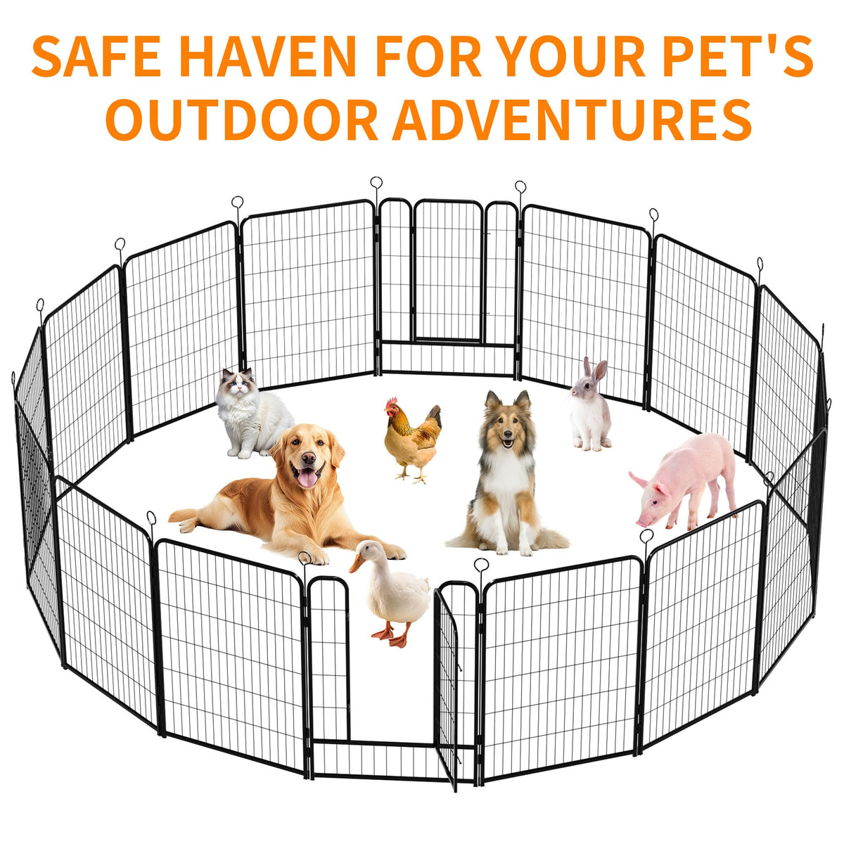 16-Panel Heavy-Duty Metal Dog Playpen O602397