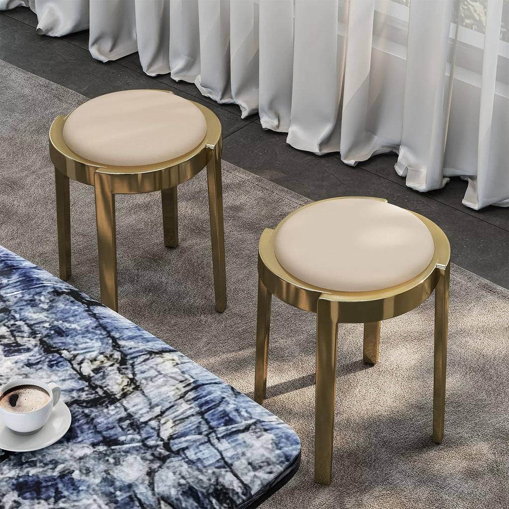 Round Stackable Stainless Steel Microfiber Leather Stools Z464
