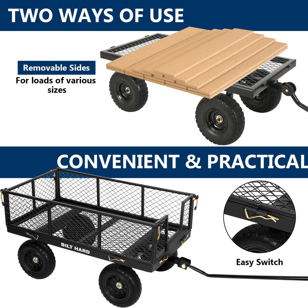 10" Flat Free Tires Steel Garden Cart with Rotating Handle J836