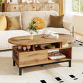 47" Oval Wood Coffee Table with Storage U588