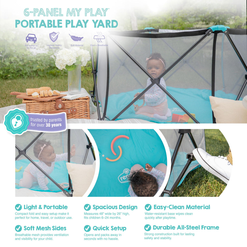 Foldable 6-Panel Baby Playpen with Mesh Sides N178548