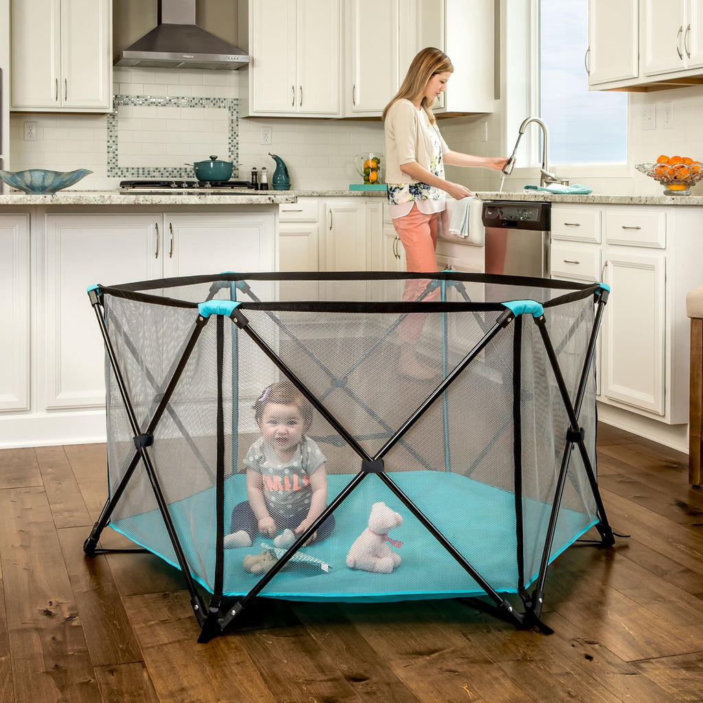 Foldable 6-Panel Baby Playpen with Mesh Sides N178548