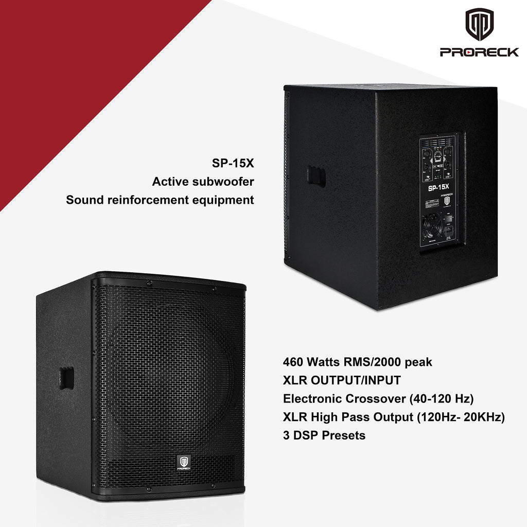 Powered 15 inch PA DJ Subwoofer with Class-D Amplifier, Black S903