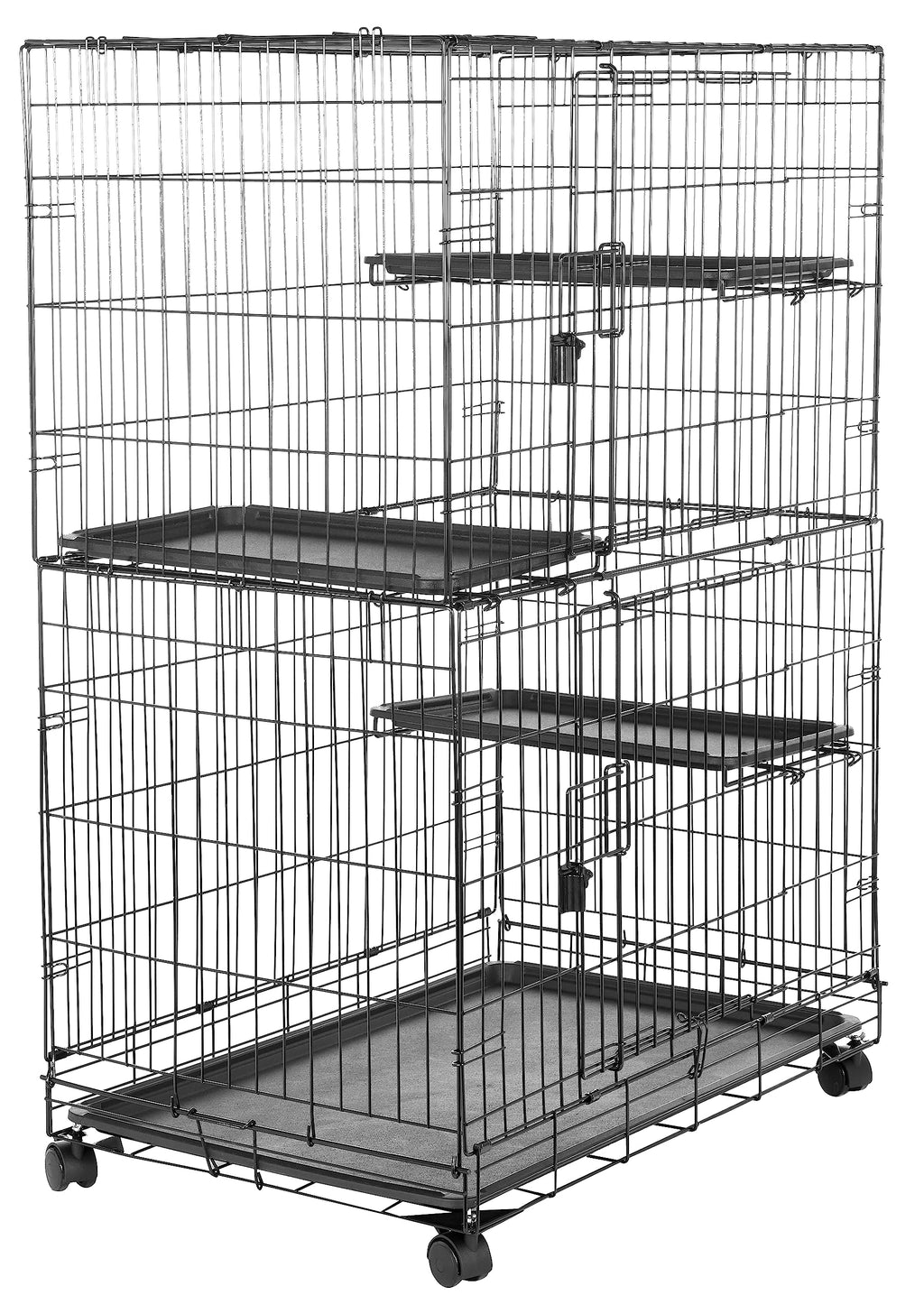 Large 3-Tier Cat Cage Playpen with Removable Tray, Black I141