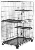 Large 3-Tier Cat Cage Playpen with Removable Tray, Black I141