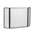 Metal Fireplace Screen 3 Panel Black H250887