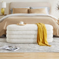 49.2 Inch Ivory Upholstered Storage Ottoman Bench V27622