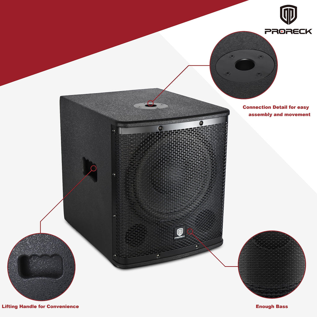 Powered 15 inch PA DJ Subwoofer with Class-D Amplifier, Black S903