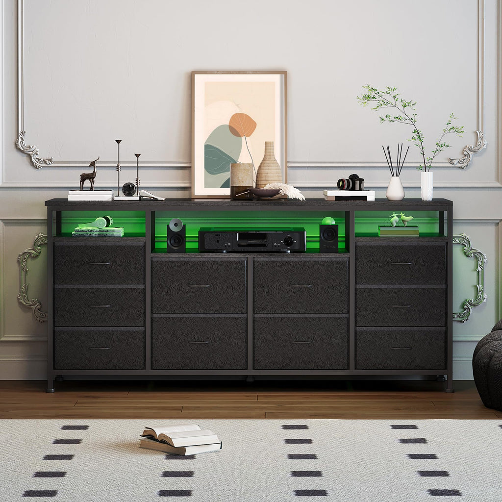 Black Fabric 10 Drawer Dresser Q21978