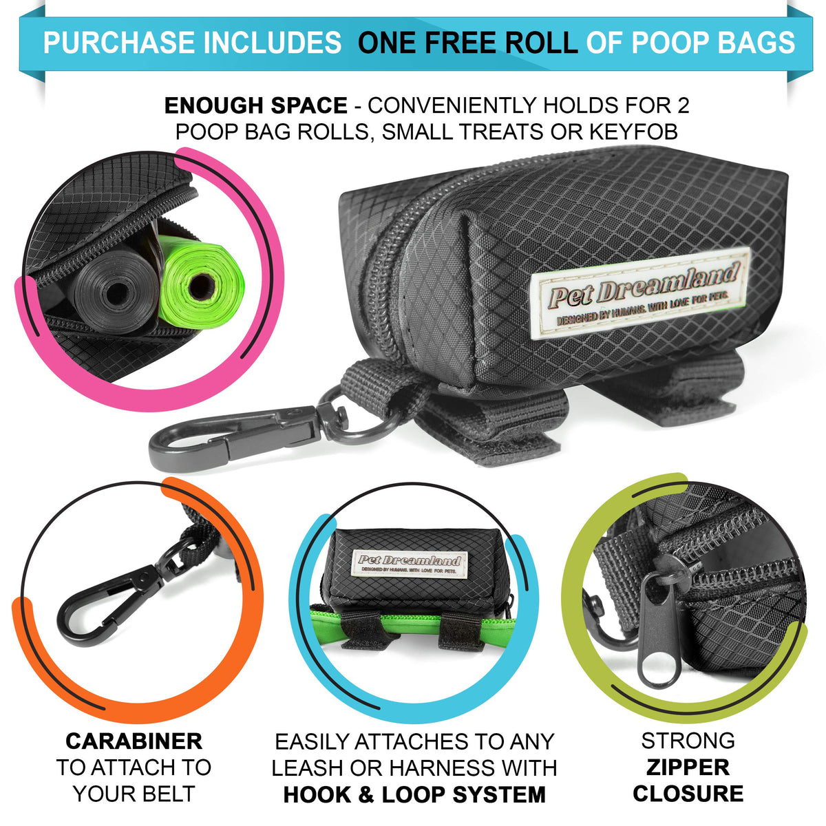 Hands Free Dog Leash and Poop Bag Dispenser U200
