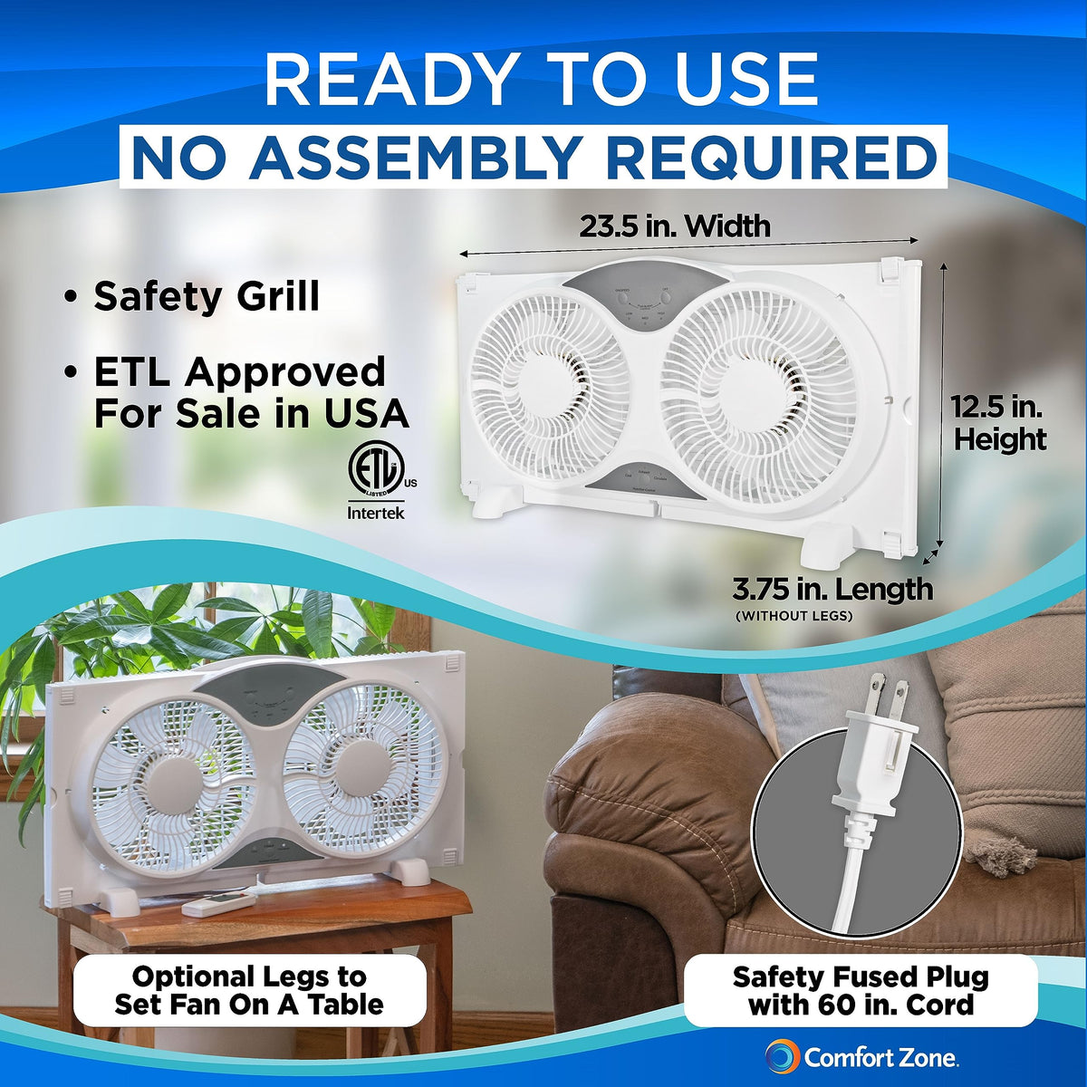 9-Inch Smart WiFi Twin Window Fan with App & Voice Control L155