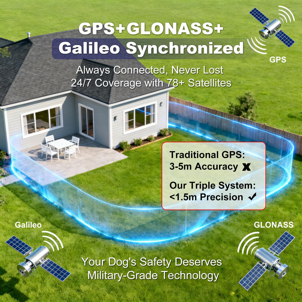 Wireless GPS Dog Fence Collar, 65–9,840 ft Radius, IPX7 Waterproof R313