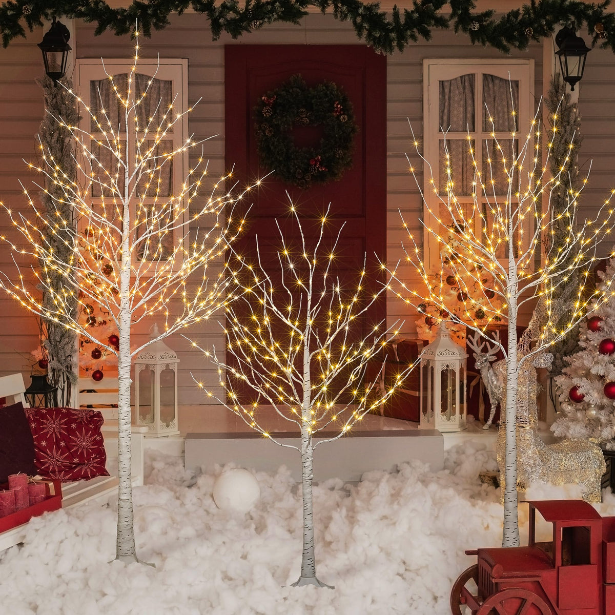Lighted Birch Twig Tree with Fairy Lights, Pack of 3 Warm White M8055