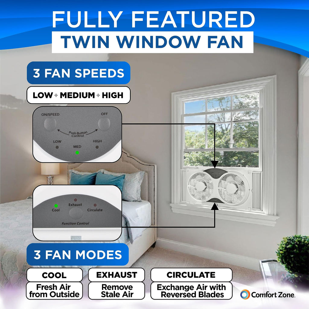 9-Inch Smart WiFi Twin Window Fan with App & Voice Control L155