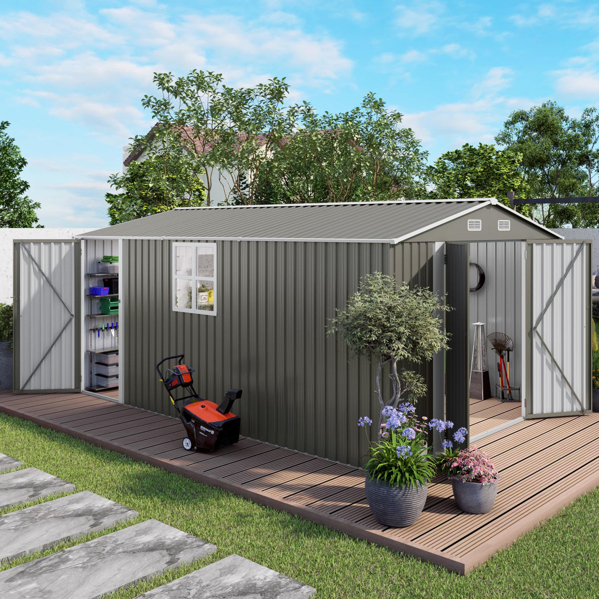 10x14 FT Outdoor Metal Storage Shed E38918