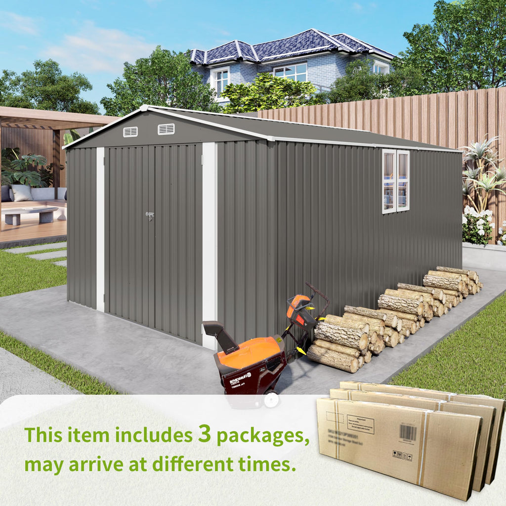 10x14 FT Outdoor Metal Storage Shed E38918