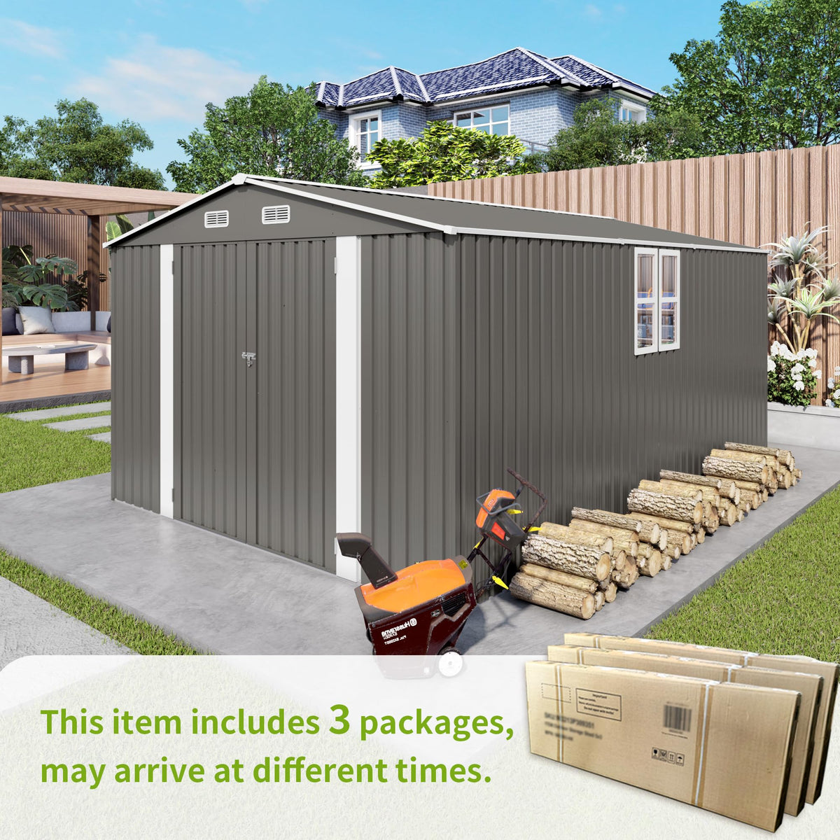 10x14 FT Outdoor Metal Storage Shed E38918